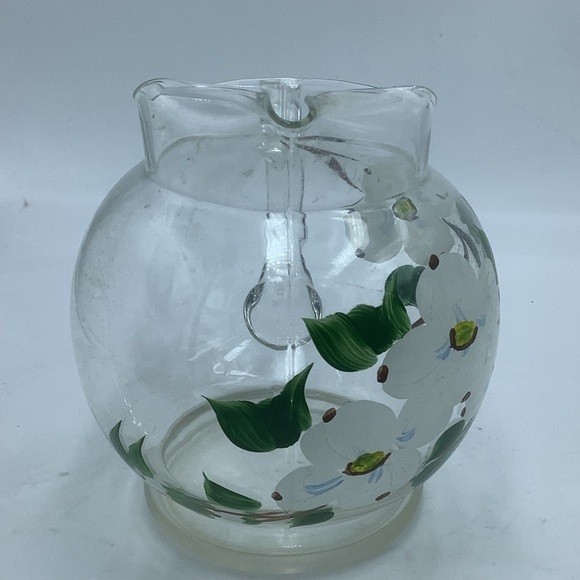 Vintage Hand Painted Dogwood Ball Pitcher with Ice Lip - Picture 4 of 8
